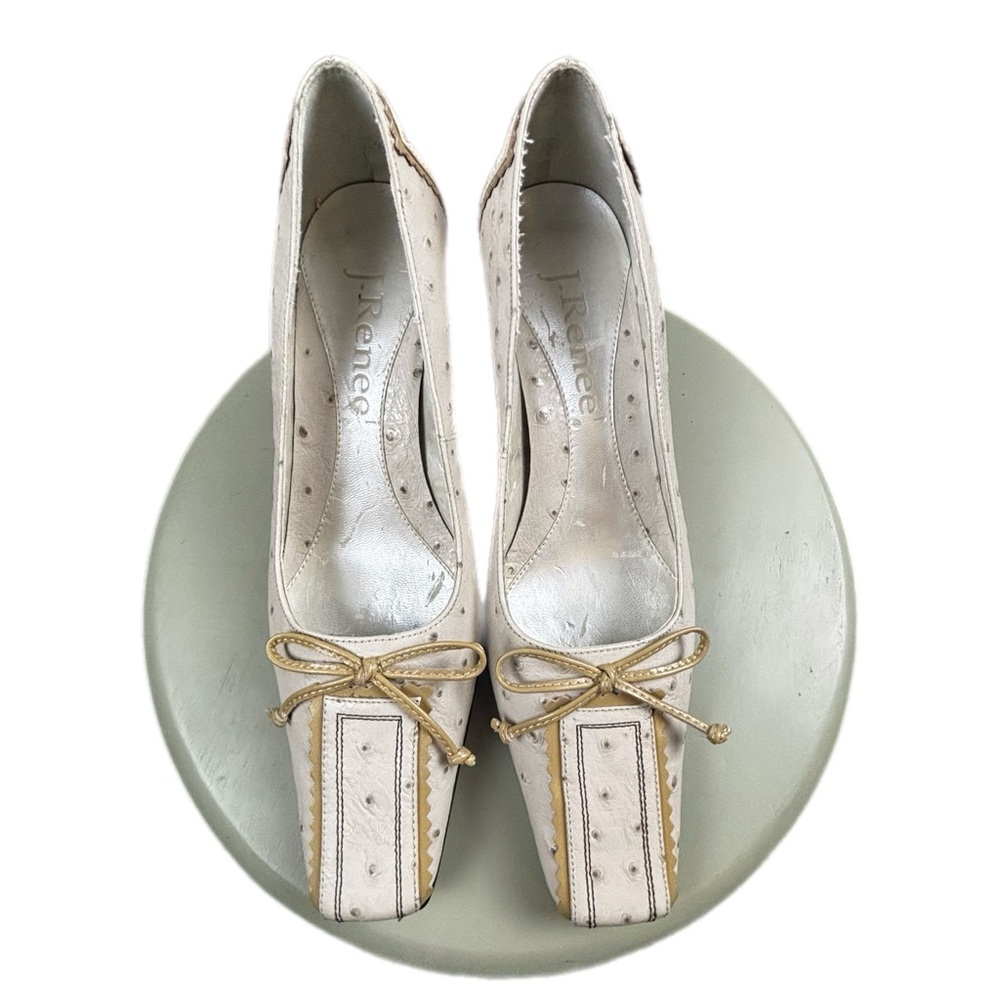 J.Renee Ostrich Embossed Leather Heels Size 6.5 - Picture 10 of 11